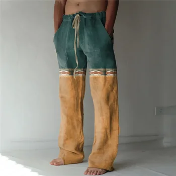 Мъжки панталони Летни панталони Плажни панталони Шнур Ластик 3D печат Цветен блок Геометричен модел Графични отпечатъци Комфорт