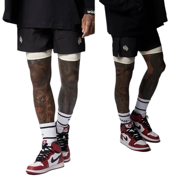 Мъжки шорти 2 в 1 Баскетболни спортове Мъже Джогъри Панталони Джогинг Фитнес Бързосъхнещи мъжки къси панталони черни