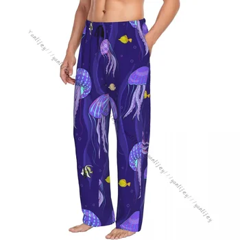 Мъжко спално облекло Свободни панталони за сън Пижами Вълни Водорасли Медузи Дълги Lounge Дъна Ежедневни Домашно облекло