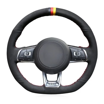 Неплъзгащ се черен велур капак на волана за Volkswagen VW Jetta VW Golf 7 GTI MK7 Golf GTI 2015-2020 VW Golf R 2015-2019