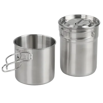  неръждаема стомана съдове за готвене комплект къмпинг чаша открит преносим съд за готвене 2-3 души къмпинг съдове за готвене