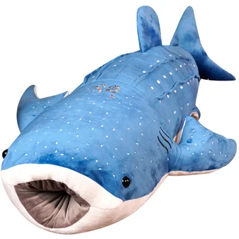 Нов 55-125CM Нови гигантски плюшени играчки Морско животно синьо кит възглавница пълнени кукла мека карикатура животински възглавница деца подарък за рожден ден