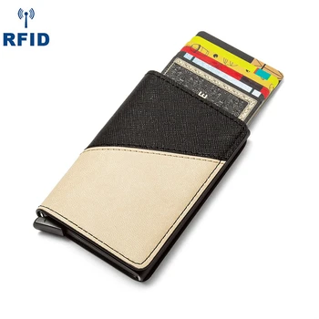 Нов RFID шев модел блокиране на притежателя на кредитна карта портфейли мъже марка тройно сгънати кожа тънък портфейл малки пари чанта мъжки портмонета