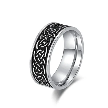 Нов келтски вечен тъкат възел титанов стоманен пръстен пръстен скандинавски стил етнически модел ръчни бижута сватбен подарък