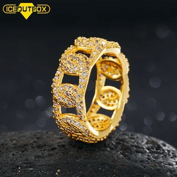 Нов луксозен микро павиран кубински верижен пръстен за жени Iced Out CZ камък за мъжки хип-хоп бижута тенденция 2021 пръст аксесоар
