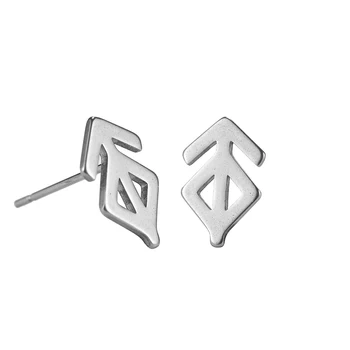 Нова корейска мода геометрични обеци от неръждаема стомана прости гръцки писмо форма кухи обеци бижута за продажба