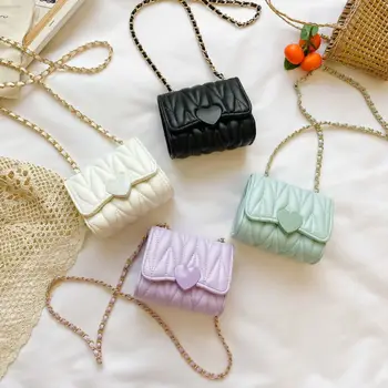 Нова корейска модна верига Crossbody чанти момичета модерен PU квадратни чанти сладък мини родител-дете чанти деца жени рамо чанти