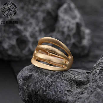 Ново във Винтидж кухи пръстени за жени 2023 Корейски модни аксесоари Модерен готически златен цвят Сребърен цвят Обещание за дропшипинг