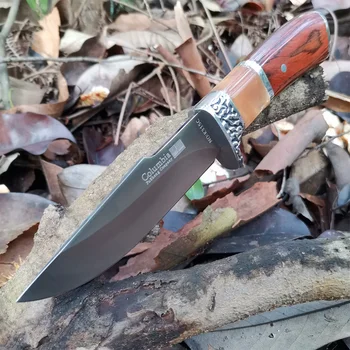  Нож с фиксирано острие с висока твърдост Тактически къмпинг Лов прав нож с обвивка Външни ножове за рязане на EDC