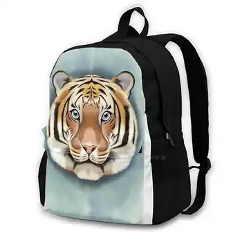 Окото на тигъра Тигре Голям капацитет училище раница лаптоп пътни чанти Tigre Eye Tiger Bleu Blue Asie Dessin Beauté Beau