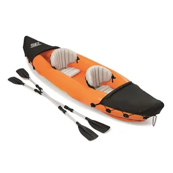 Оранжева преносима лодка за водни спортове с гребло въздушна помпа и чанта за 2-ма души 321 на 88см надуваем каяк