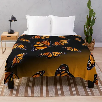 оранжеви пеперуди монарх Хвърли одеяло Меки карирани одеяла За бебешки одеяла и одеяла Меко одеяло