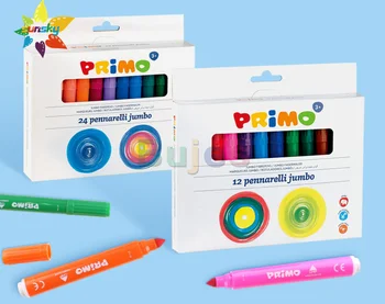 Оригинален Primo 12/24 цвят 8mm Дебела писалка Детска акварелна писалка миеща се безопасна нетоксична цветна четка за рисуване комплект художествени консумативи