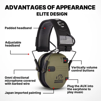 Оригинален тактически електронен шуф за стрелба Спорт на открито Анти-шумови слушалки Ударно усилване на звука Изслушване