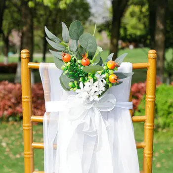 Открит парти плодове стол покритие, оформление сватба място, стол обратно цвете, горски стил симулирана цветна украса букет