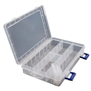 Отстъпки Горещо! Преносима подвижна мулти-решетка PP пластмасова прозрачна кутия за съхранение на риболовни принадлежности