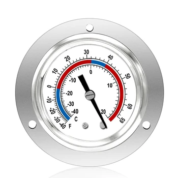  Охладител термометър капилярен дизайн хладилен габарит, -40 до 65 ° F / -40 до 20 ° C, 2-инчов циферблат от неръждаема стомана панел