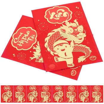 Пари Червени джобове Китайски пликове с късметлийски пари Година Червени пликове Парични пликове Чанти за пари Случаен стил