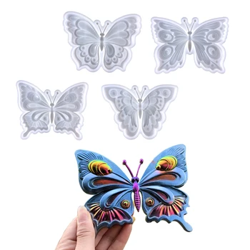 Пеперуда силиконови форми, кристална смола епоксидни леене форми, ръчно изработени дома стена, врата декорация, занаятчийски инструменти, 4 стилове