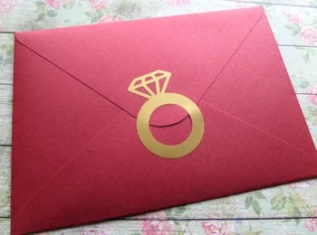персонализирайте фолио злато пръстен стикери, годежни диамантени пръстен ваденки, златни плик печати, сватбена покана печат