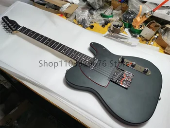 Персонализиран магазин Матово черно Електрическа китара Rosewood грифа хромиран хардуер Черен пикгард Червен ръб
