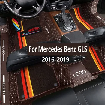 Персонализирани стелки за кола за Mercedes Benz GLS 2019 2018 2017 2016 Аксесоари за авто интериори Стайлинг Кожени предни и задни килими