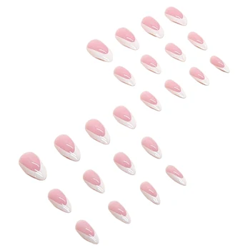 Плътен цвят Розов Фалшиви нокти Нетоксичен без мирис Не е лесно да избледняват ноктите за впечатляващи професионални резултати