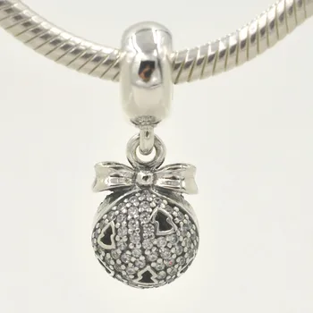 подходящ за гривната на Pandora Charms Authentic Genuine 925 Sterling Silver Christmas Day Gift Wish Ornament Dangle Charm Pendant
