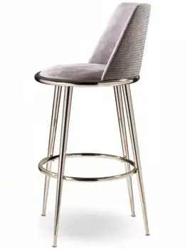 Постмодерен бар стол Скандинавски дизайнер Лек луксозен железен фронт стол Начало Кафе облегалка Висок стол бар стол