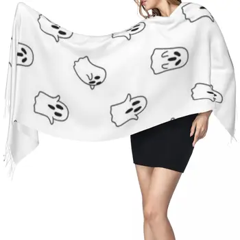 Призрачен анимационен шал зимен дълъг голям пискюл шалове мека обвивка Пашмина