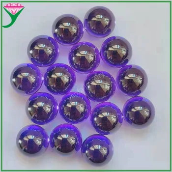 Продажба 3mm-16mm хлабав без дупки кръгли мъниста кубичен циркон камък лилаво син цвят лаборатория създаден CZ скъпоценни камъни Cabochon топка за бижута