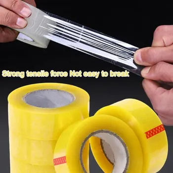 Прозрачна жълта, прозрачна бяла лента за експресно опаковане на големи ролки и дебела кутия за запечатване 48mm * 110M (2Pcs)