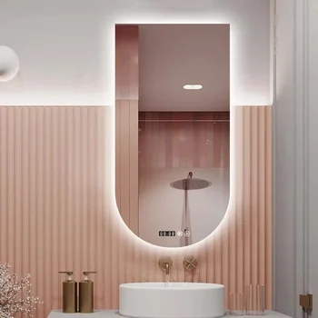 Пълна интелигентна стенна подсветка Огледала за баня Нанесете светлини Огледала за баня с голямо тяло Правоъгълно подобрение на дома на Miroir Douche XY50BM