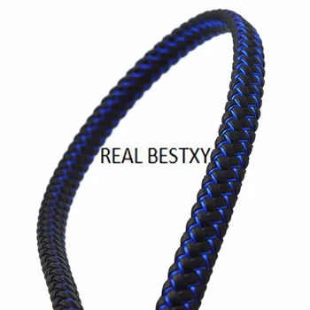 РЕАЛ BESTXY 1 метър 12 * 6 мм черен широк плетен кожен кабел гривна констатации плосък кожен въже нишка за DIY бижута вземане
