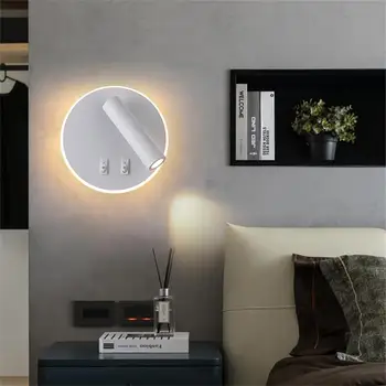  регулируеми LED светлини 350 градуса въртене прожектори Nordic минималистичен за нощно легло спалня хотел коридор нощно легло стена лампа 220v