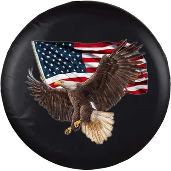 Резервен капак на джантата на гумата с американски орел САЩ флаг PVC водоустойчив прахоустойчив кемпер превозно средство 14 15 16 17 инча