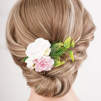 Реколта бяло и розово цвете листа сватба щипка за коса ръчно изработени аксесоари за коса за булчински шапки парти бала шлем диадеми