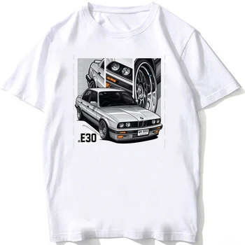 Ретро Германия EUDM - E34 M5 Тениски Летни Мъже Къс ръкав Стара легенда E30 M3 Класическа тениска за кола Boy Casual Tops Man White Tees
