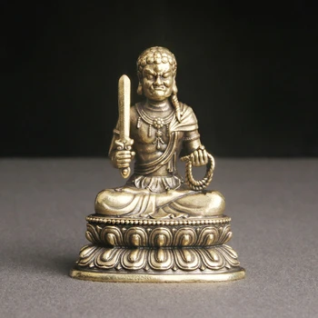 Ретро месинг Фудо Мингуанг Буда статуя настолен орнамент религиозно божество статуя занаяти колекция стар бронз на едро