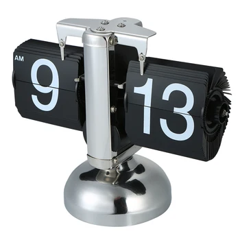 Ретро обръщане на часовника бюро от неръждаема стомана флип вътрешна предавка експлоатирани цифрова таблица часовник експлоатирани кварцови часовници малък мащаб