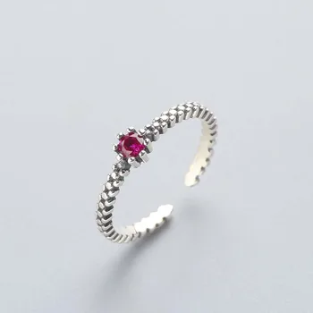 Ретро стил S925 стерлинги сребърни пръстени за жени Реколта камък сребърен пръстен женски bague femme