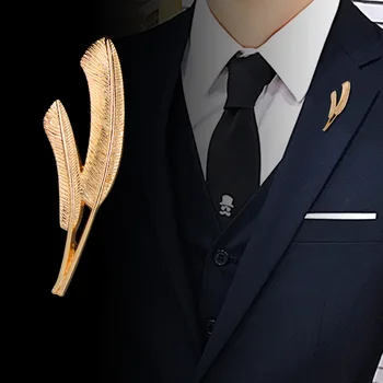 Ретро цинкова сплав листа брошка ПИН двойно банан листа пшеница шип щифтове и брошки за мъже и жени костюм бижута