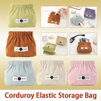 Рипсено кадифе еластична чанта за съхранение чанти за жени мини грим чанта кадифе чанта за съхранение червен плик козметика съхранение малка чанта