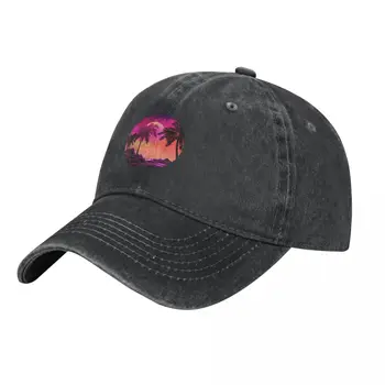 Розов пейзаж от изпарения със скали и палми Каубойска шапка Snap обратно шапка Голф шапка Мъж за мъже Дамски
