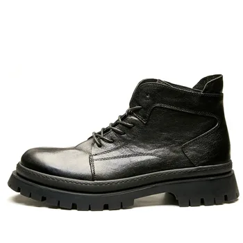 Ръчно изработени мъжки боти до глезена Genuin кожа ретро модерни мъжки работни ботуши мода случайни мъжки обувки