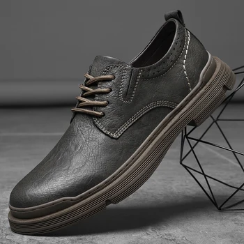 Ръчно изработени мъжки обувки Oxford Висококачествени обувки Мода Мъже Официални апартаменти Неплъзгащи се универсални бизнес обувки Мъжки маратонки