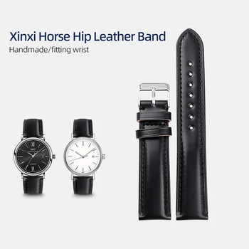 Ръчно изработени японски кон кожа Watchband18 19 20 22MM черен висок клас износоустойчива кожена гривна реколта мъжки часовник гривна