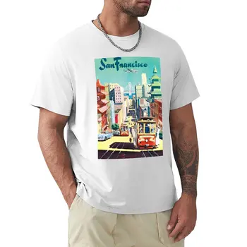 Сан Франциско - Реколта пътуване плакат тениска тениска мъж сладки дрехи тениски за мъже пакет
