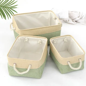 Сгъваема кошница за съхранение на тъкани Памучна и ленена кошница чанта за многократна употреба Кутии за съхранение на дрехи Кутия за съхранение на дрехи Начало Организатор