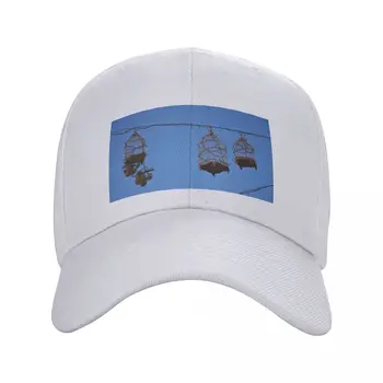 Синьо небе и висящи клетки за птици Шапка за бейзболна шапка Мъж за слънцето Шапка с дива топка Дамско облекло за голф Мъжки